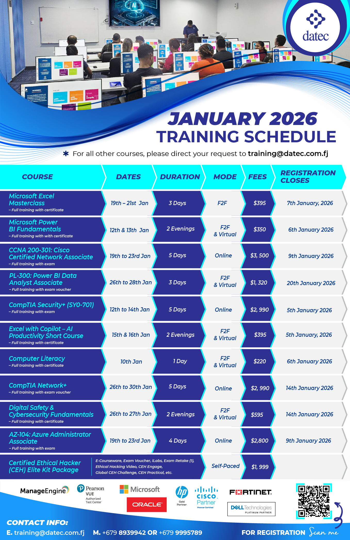 Training Schedule 2026